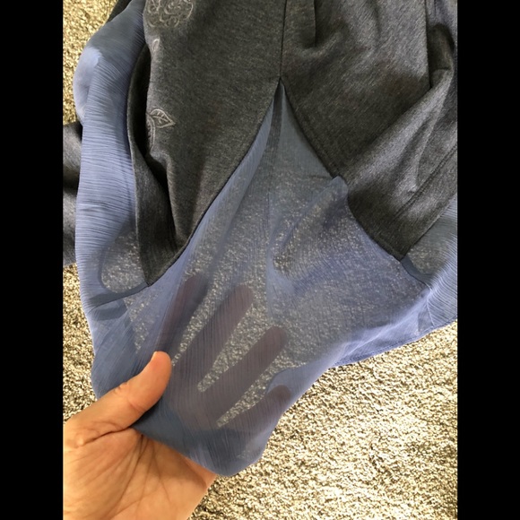 LOGO Lounge Top XS Jersey Knit Chiffon Flared Hem Embroidered Boho Pullover - Picture 8 of 12